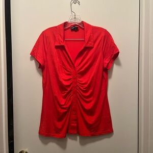 Elegant Orange Ruched Blouse
